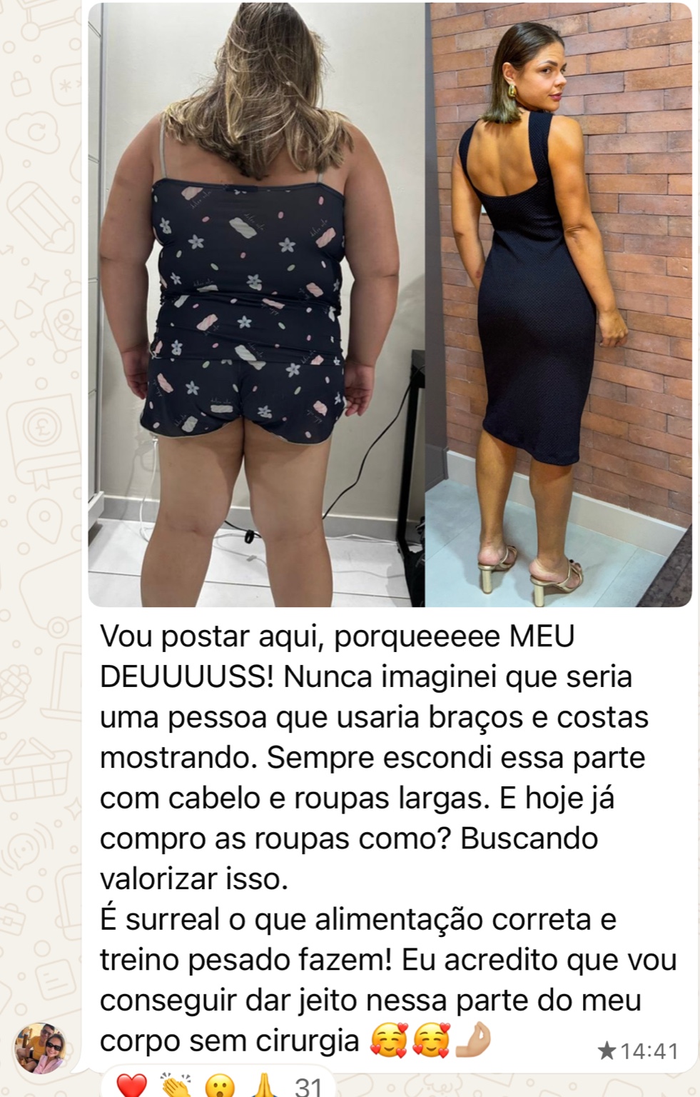 Depoimento de paciente via WhatsApp